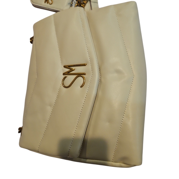 Steve Madden Bparker Oatmilk Cream Quilted Shoulder Bag With Change Wallet - Picture 15 of 15